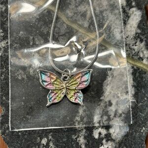 NWT Multicolor Butterfly Necklace